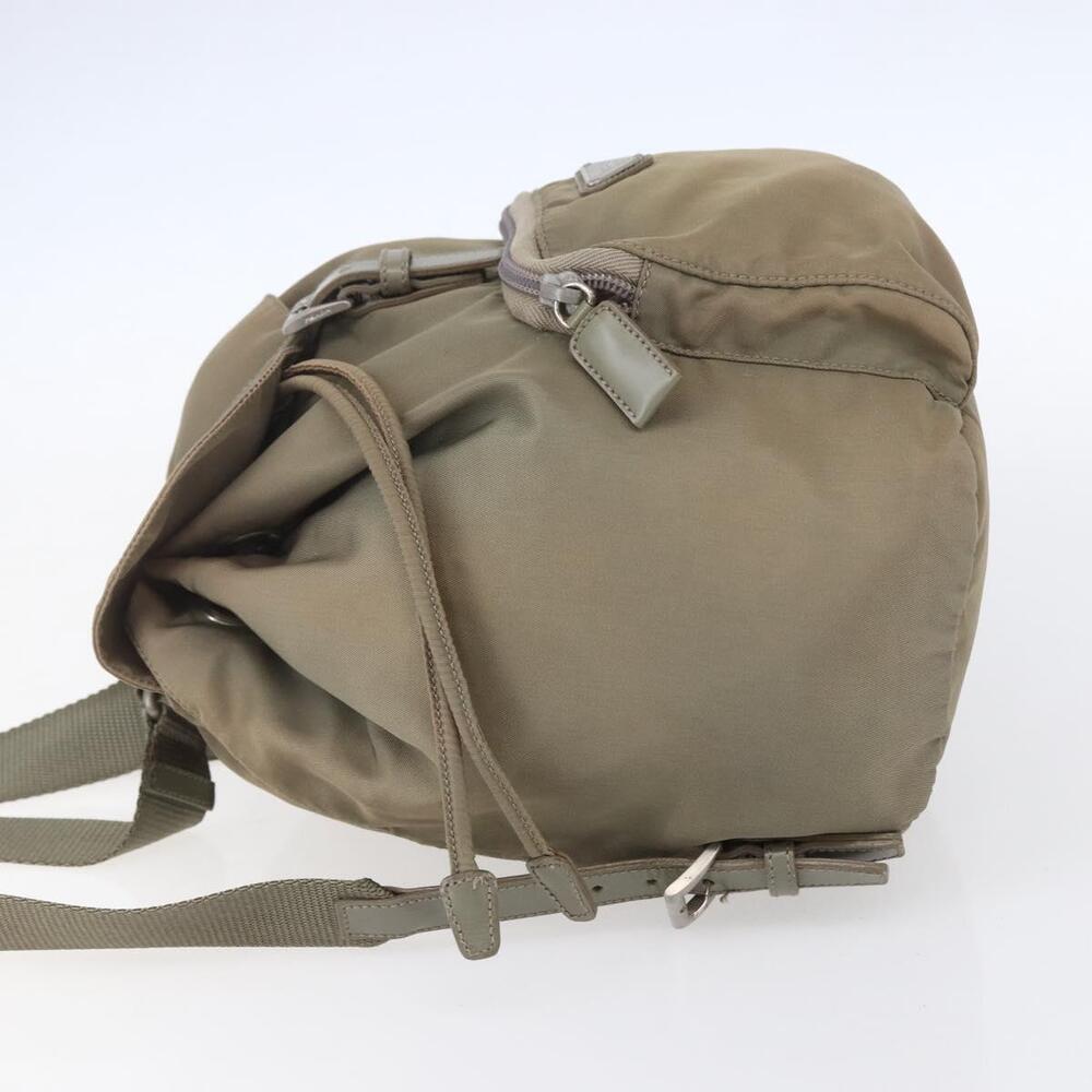 PRADA Backpack Nylon Beige Silver Auth 148934 - Picture 3 of 16